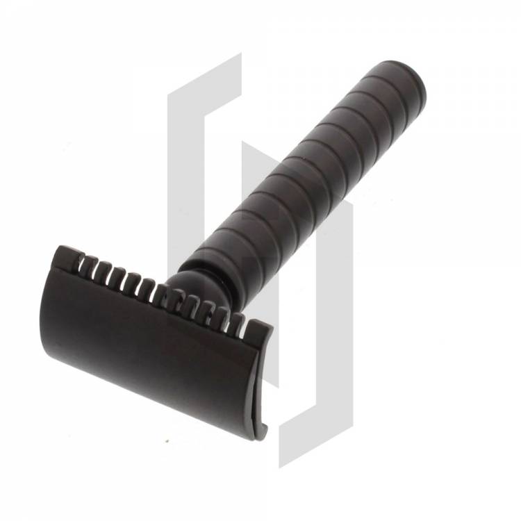 Black Midnight Circle Knurling Safety Razor