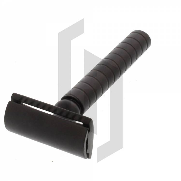 Black Midnight Circle Knurling Safety Razor