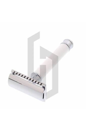 White Shiny Handle DE Safety Razor