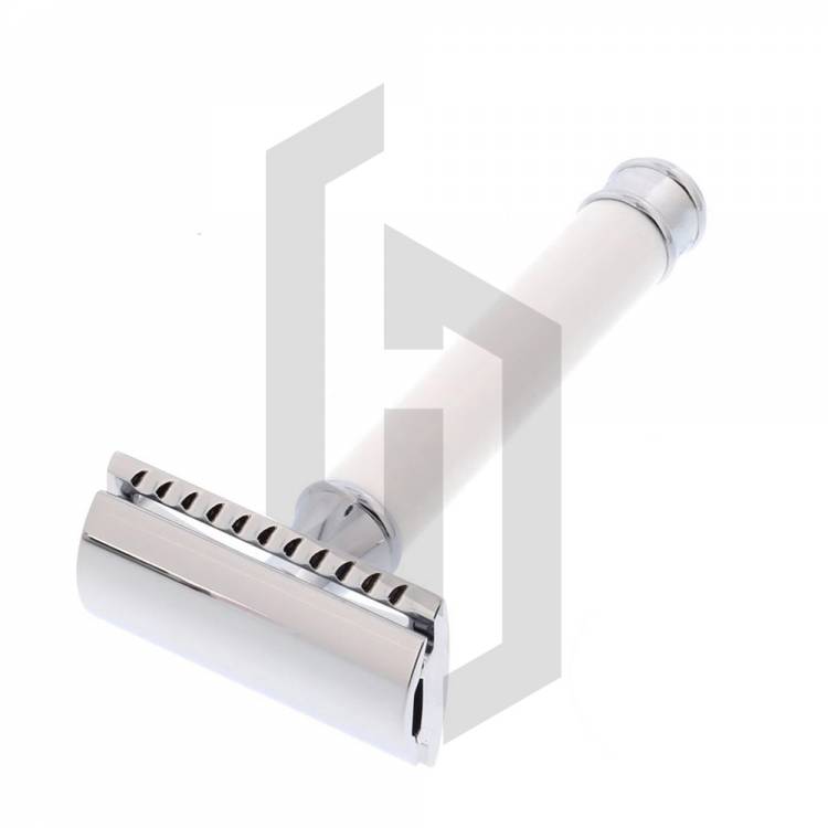 White Shiny Handle DE Safety Razor