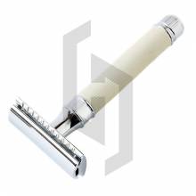 Traditional Safety Razor White Lined with Closed Comb Razor