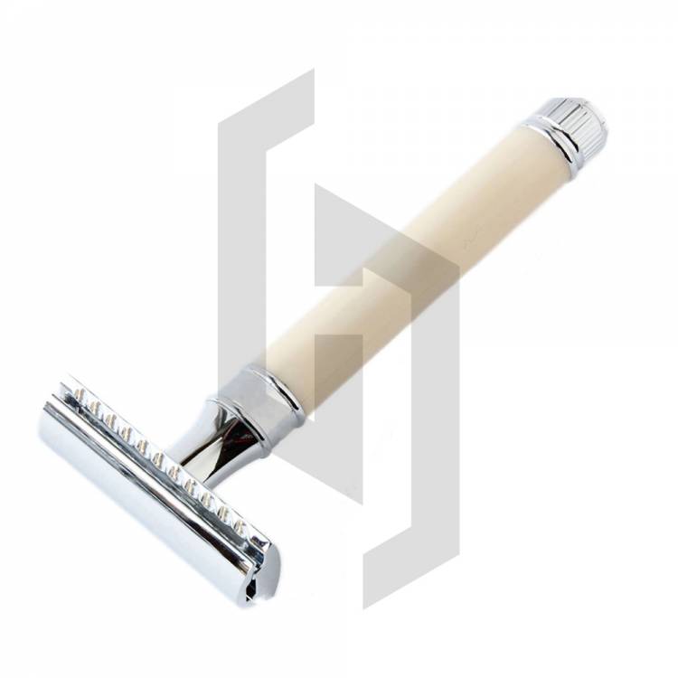 DE Razor Plain Handle Chrome and White Finish