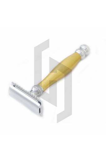 Yellow Bamboo Handle Safety Razor Closed Comb