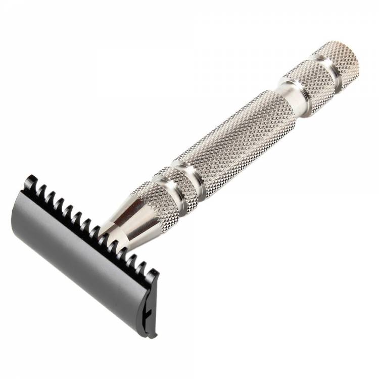 Stain Chrome Safety Razor with Open Comb