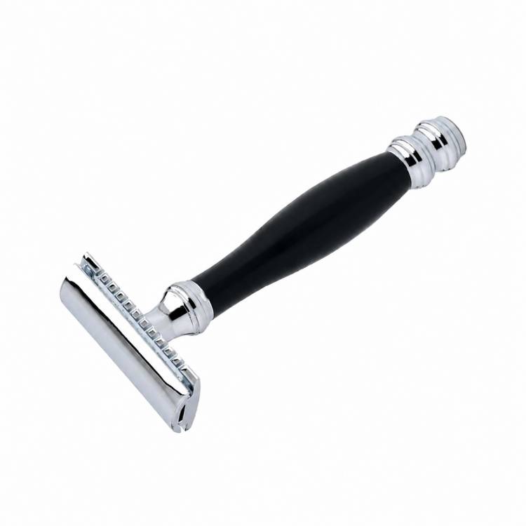 Yellow Bamboo Handle Safety Razor Closed Comb