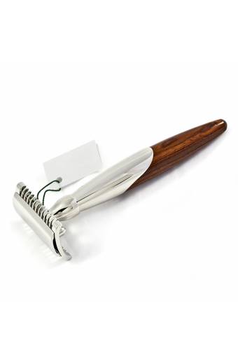 Open Comb Wood Handle Chrome Plated Safety Razor