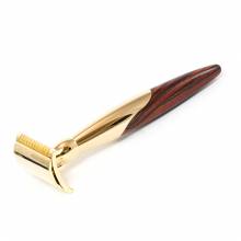 Open Comb Wood Handle Gold Plated Safety Razor Open Comb Wood Handle Gold Plated Safety Razor