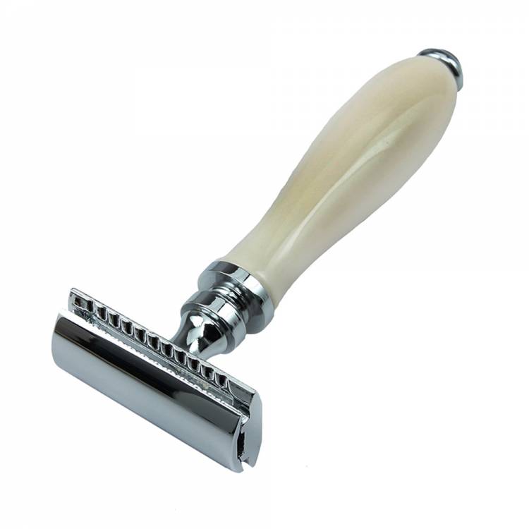 Wooden Handle Shiny Black And White Handle Safety Razor