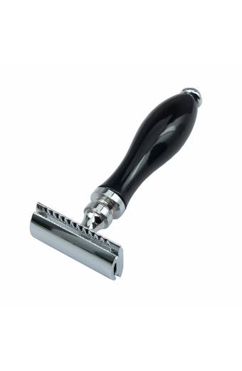 Wooden Handle Shiny Black And White Handle Safety Razor