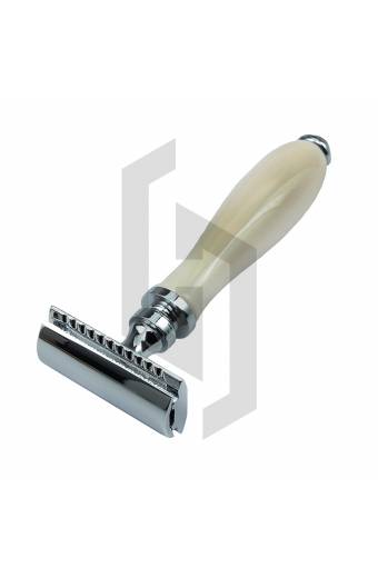 Wooden Handle Shiny Black And White Handle Safety Razor
