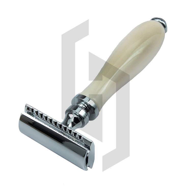 Wooden Handle Shiny Black And White Handle Safety Razor