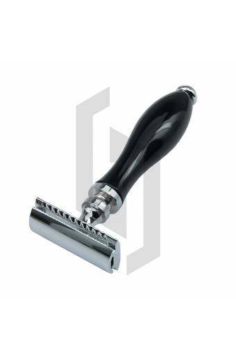 Wooden Handle Shiny Black And White Handle Safety Razor