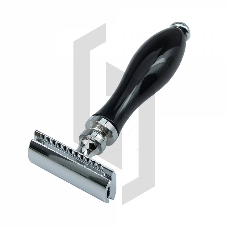 Wooden Handle Shiny Black And White Handle Safety Razor