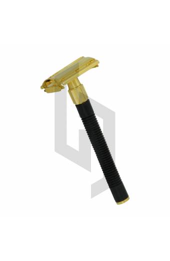 Gold And Black Butterfly Safety Razor with long black handle