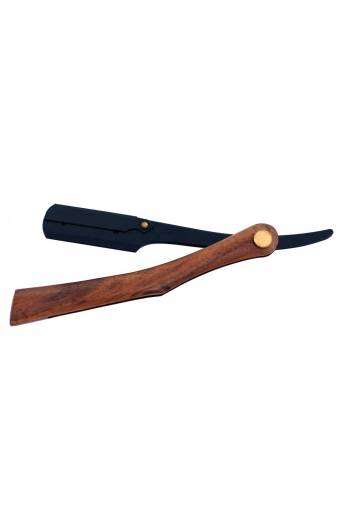 Wooden Handle Black Straight Shaving Razor
