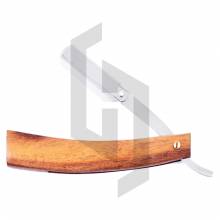 Straight Barber Razor Natural Wood Thick Handle