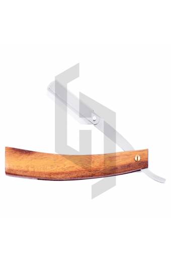 Straight Barber Razor Natural Wood Thick Handle