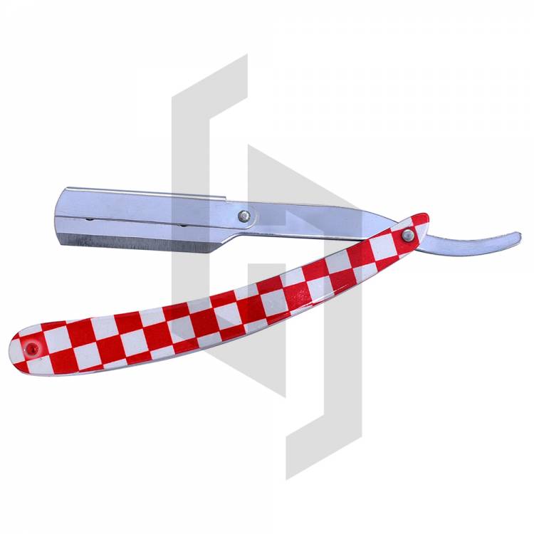 Red And White Handle Straight Razor