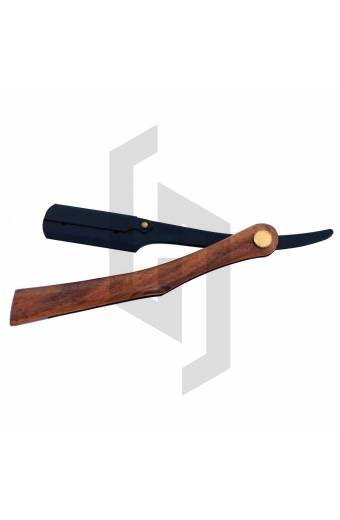 Wooden Handle Black Straight Shaving Razor