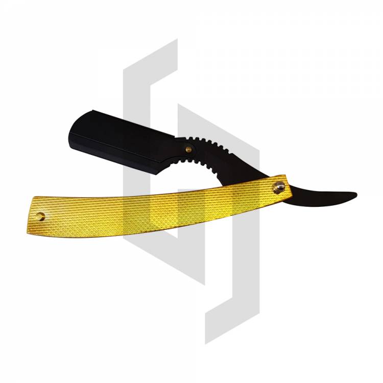 Gold Handle Black Straight Shaving Razor