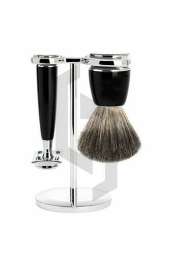 Black And Chrome Plated Shaving Set