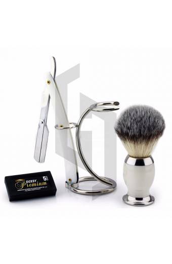 Shave Edge White Straight Razor Shaving Set