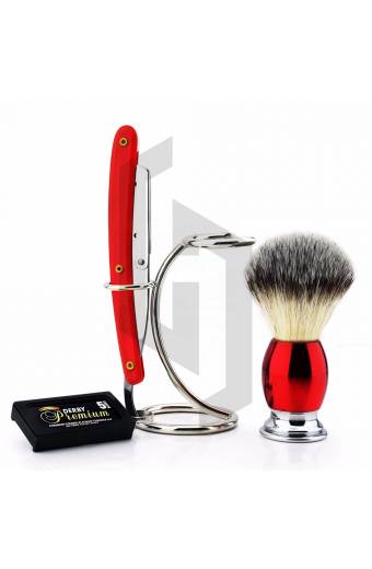 Red Straight Razor Shaving Set