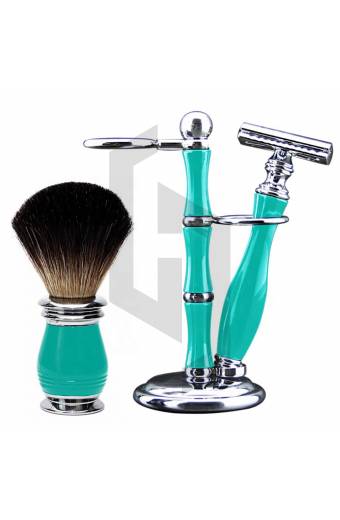Professional Black And Wooden Coloring Shaving Set