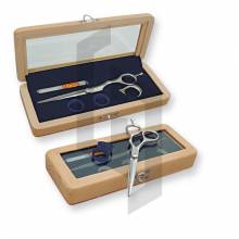 Mustache And Beard Scissors with Wooden Case
