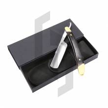 Dual Straight Razor packaging with Cardboard and Leather Pouch