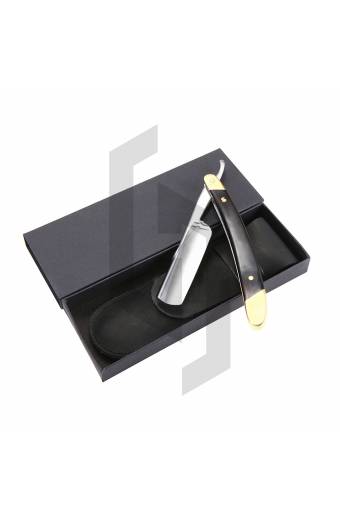 Dual Straight Razor packaging with Cardboard and Leather Pouch