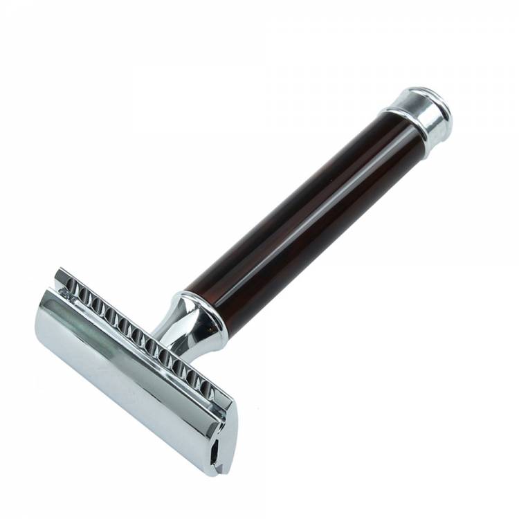 White Shiny Handle DE Safety Razor