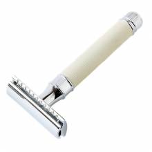Traditional Safety Razor White Lined with Closed Comb Razor