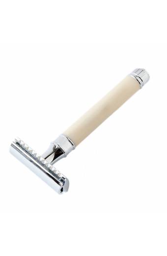 DE Razor Plain Handle Chrome and White Finish
