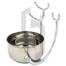Stainless Steel Shaving Soap Bowl and Brush with Straight Razor Stand
