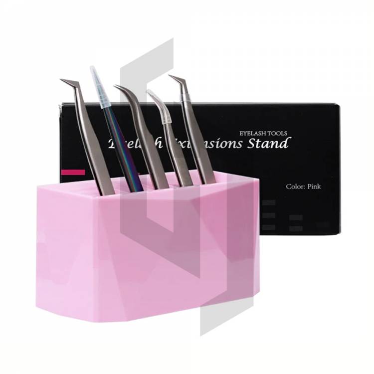 Pink Eyelash Extension Tweezers Stand