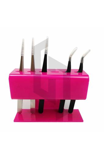 6 Pcs Black Eyelash Extension Tweezers Stand