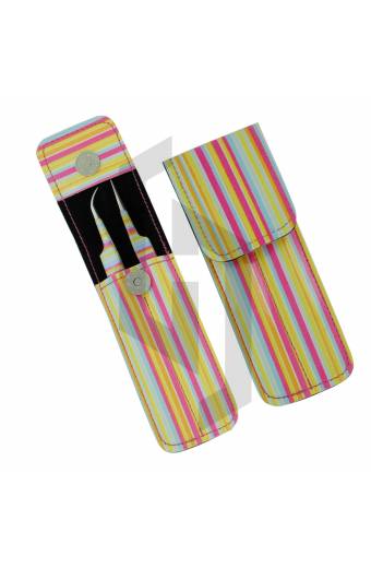 Eyelash Tweezers 2 piece Set with Magnet Button Pouch