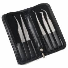 Eyelash Extension Tweezers Set with Leather Case