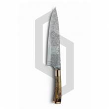 Damascus kitchen knife Olive Wood Handle