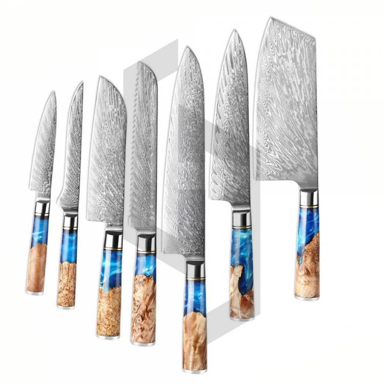 Custom Hand Forged Damascus Steel Chef Kitchen Knives Set