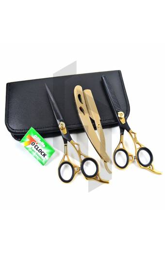 Gold And Black Barber Scissors Kit