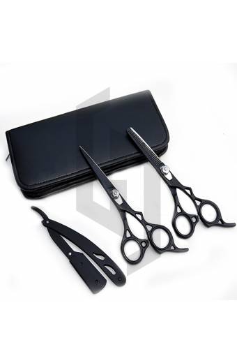 Jet Black Barber Scissors Kit