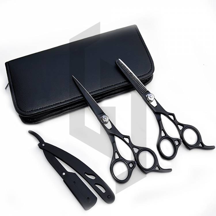 Jet Black Barber Scissors Kit