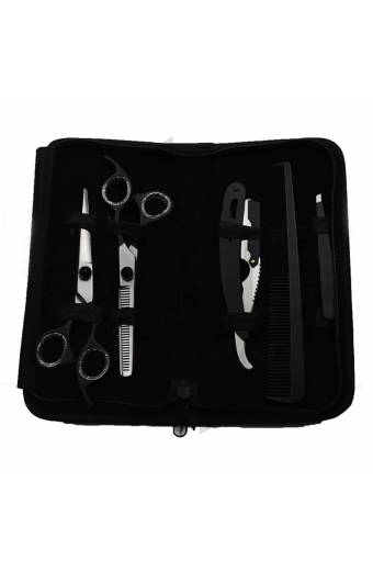 Black And Chrome Barber Scissors Kit