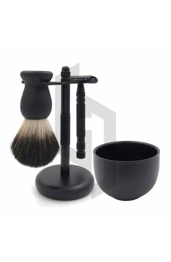 BLACK SHAVING KIT WITH BUTTERFLY RAZOR