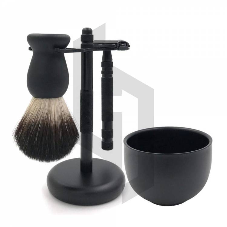 BLACK SHAVING KIT WITH BUTTERFLY RAZOR