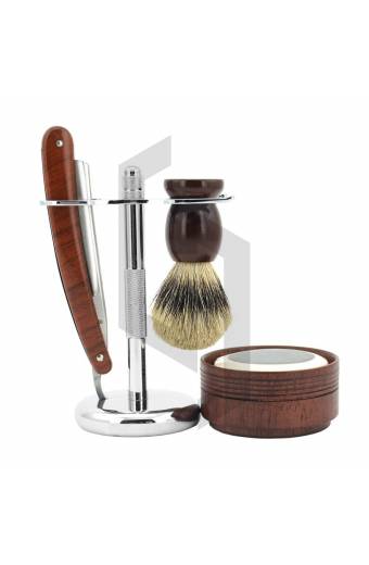 Shaving Straight Razor Wooden Shaving Set