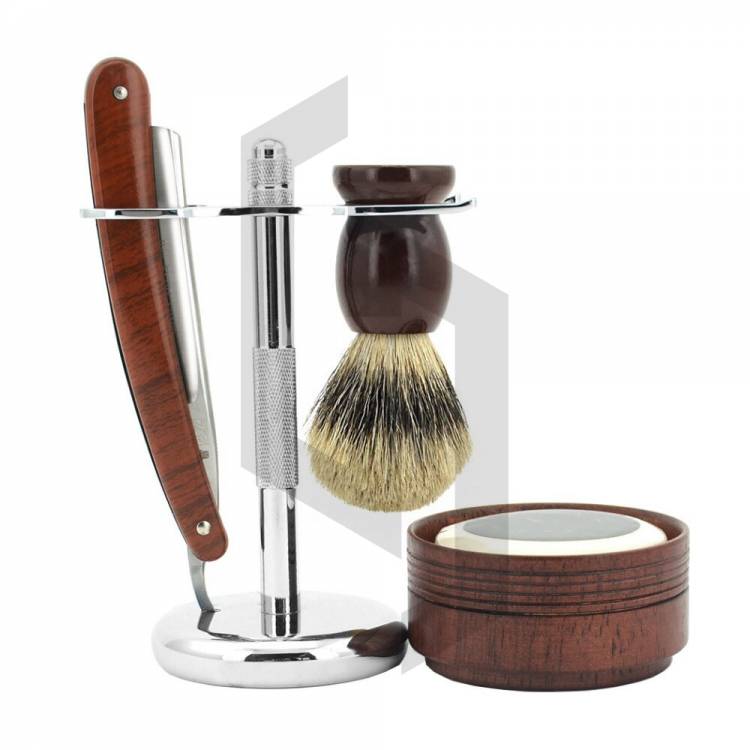 Shaving Straight Razor Wooden Shaving Set