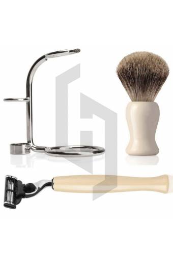 SHAVE BRUSH BOWL SET with CARTRIDGE RAZOR